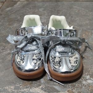 Fashion Bug Silver Kids Sneakers with Patterned Accents